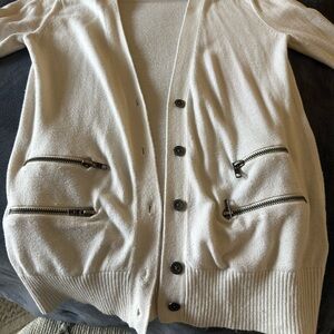 Banana Republic Cream Cardigan with Zipper Pockets